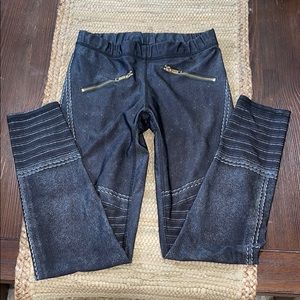 Terez, Faux Denim Print Leggings, Gray, Small